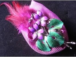 Pink Feathers and  Flower Vintage Brooch Corsage